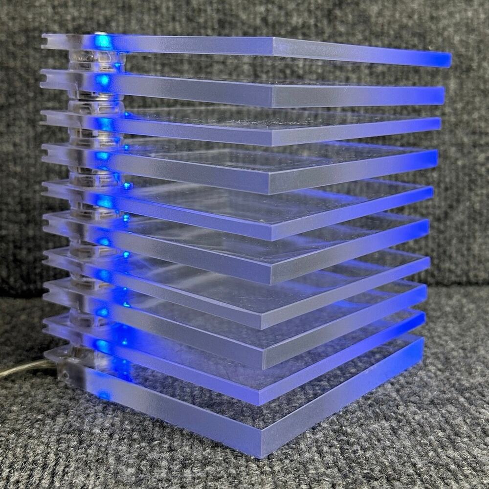 Vintage IKEA Tybble stacked acrylic Space Age MCM table lamp cube tesseract
